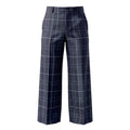 PRADA NAVY PLAID SATIN TROUSERS - SIZE 46
