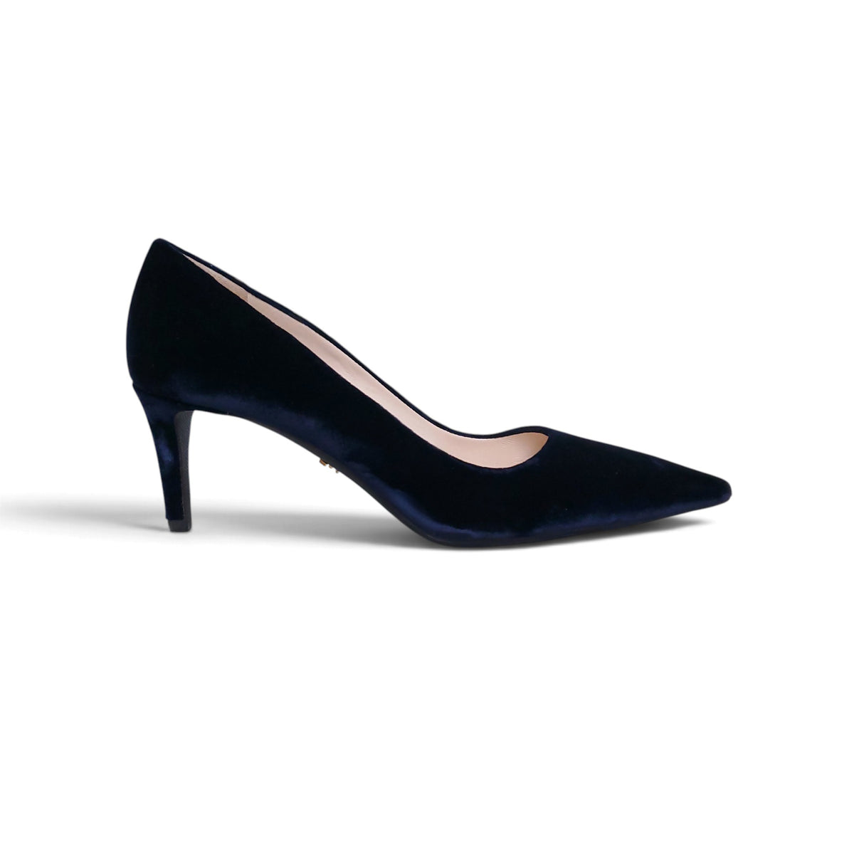 PRADA NAVY VELVET KITTEN HEELS - SIZE 38