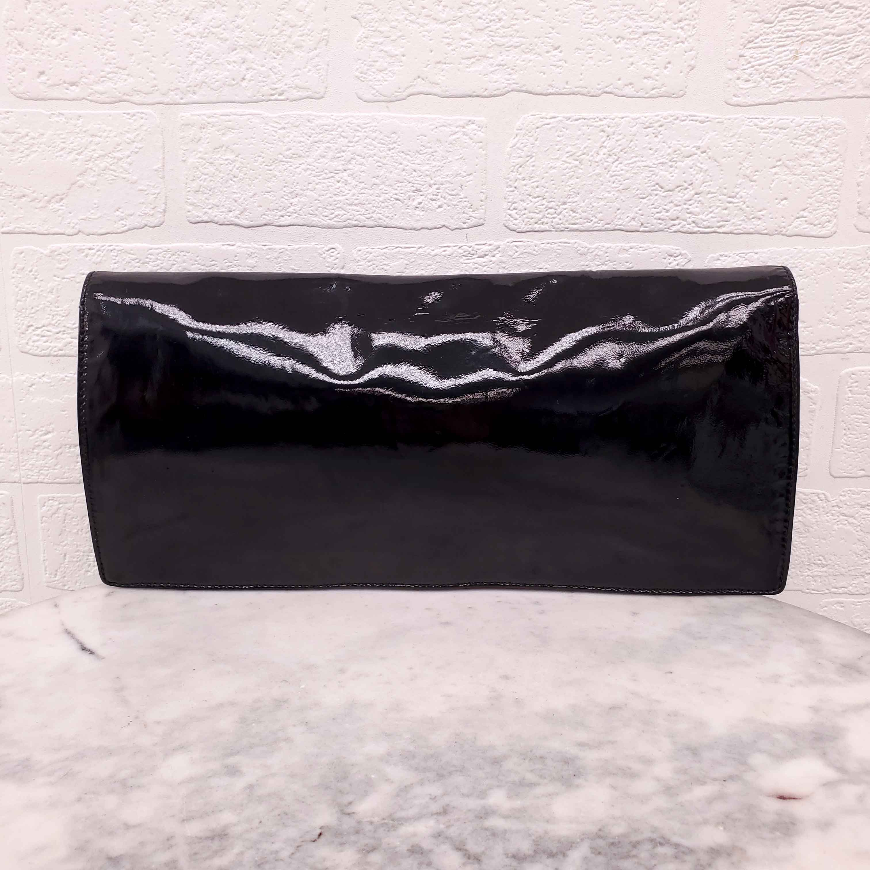 PRADA PATENT CLUTCH WITH LOGO