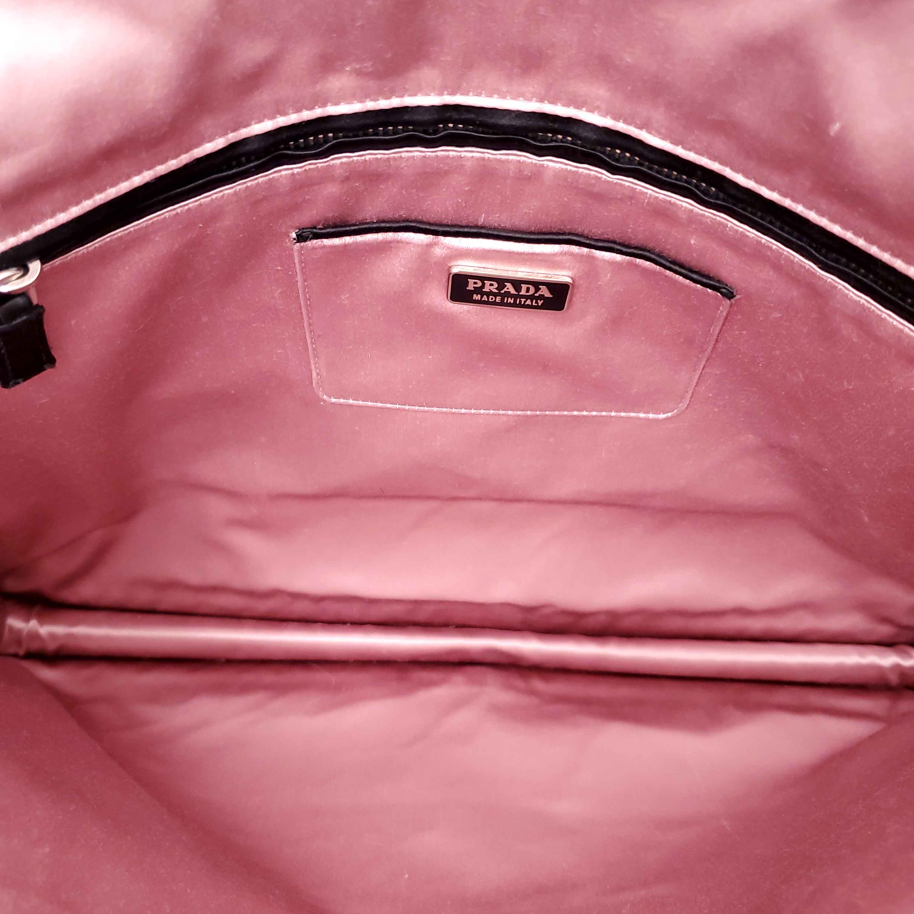 PRADA PATENT LARGE LOGO CLUTCH