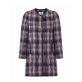 PRADA PLAID COAT WITH LEATHER PIPING - SIZE 44