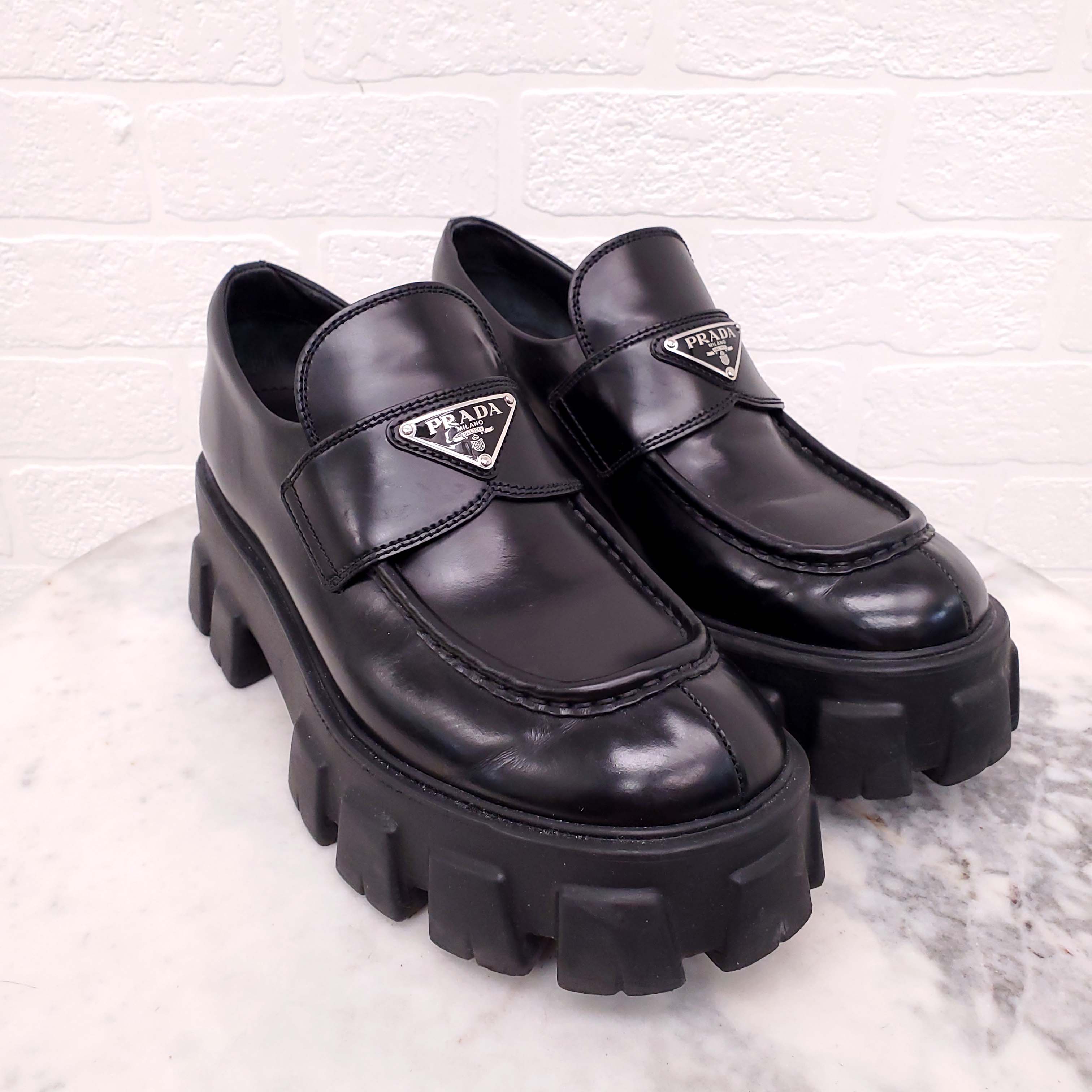 PRADA PLATFORM LOAFERS - SIZE 40