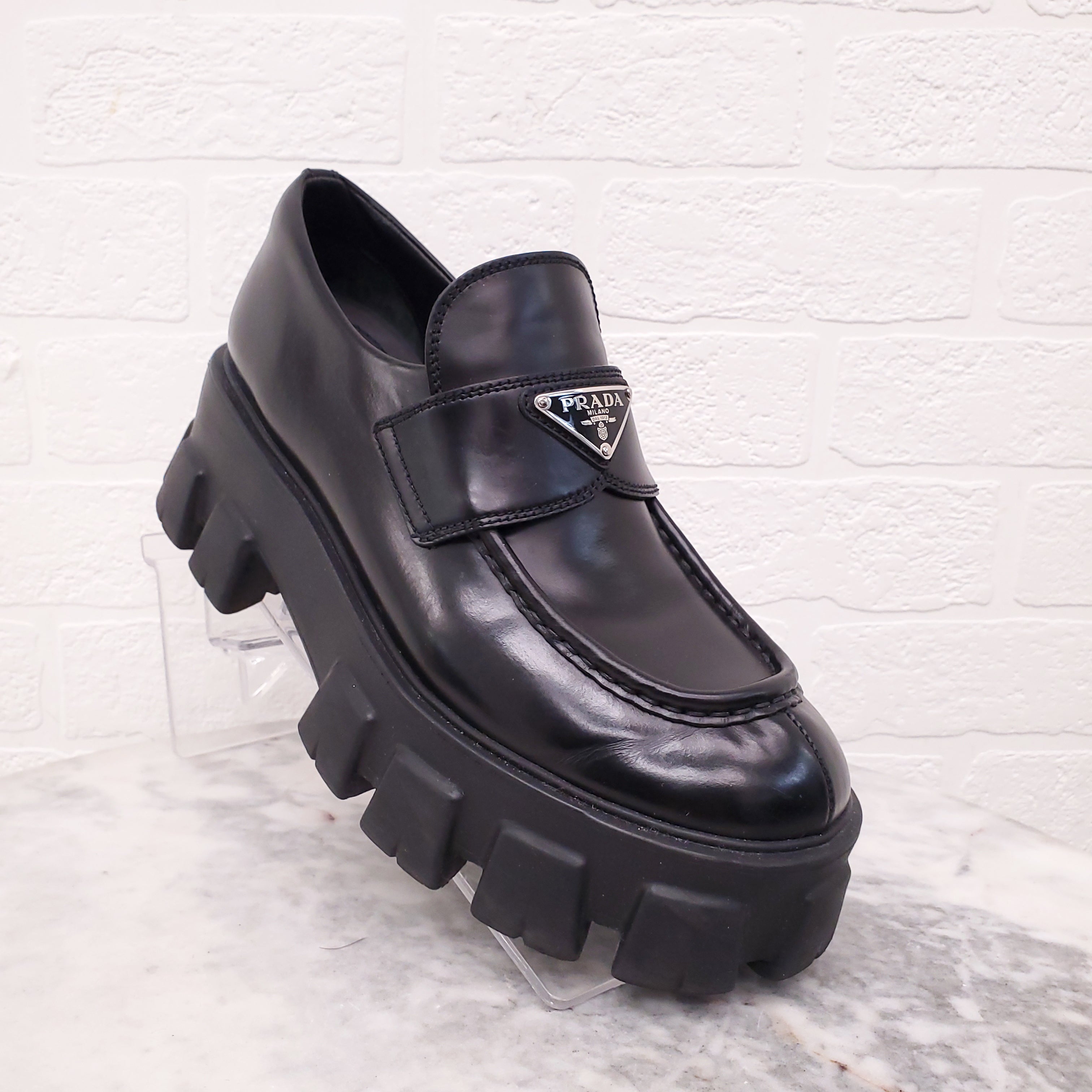 PRADA PLATFORM LOAFERS - SIZE 40