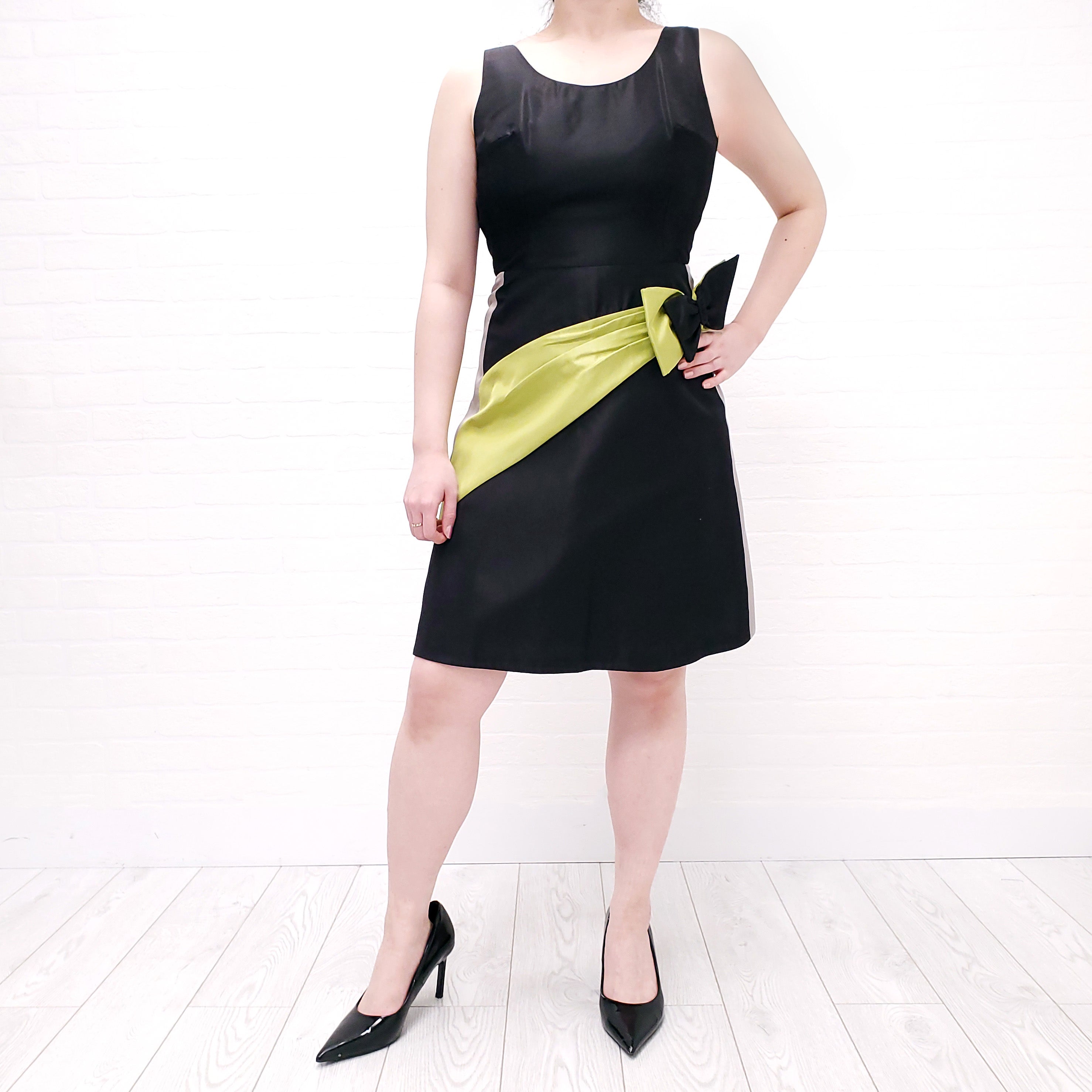 PRADA SATIN DRESS WITH BOW - SIZE 38