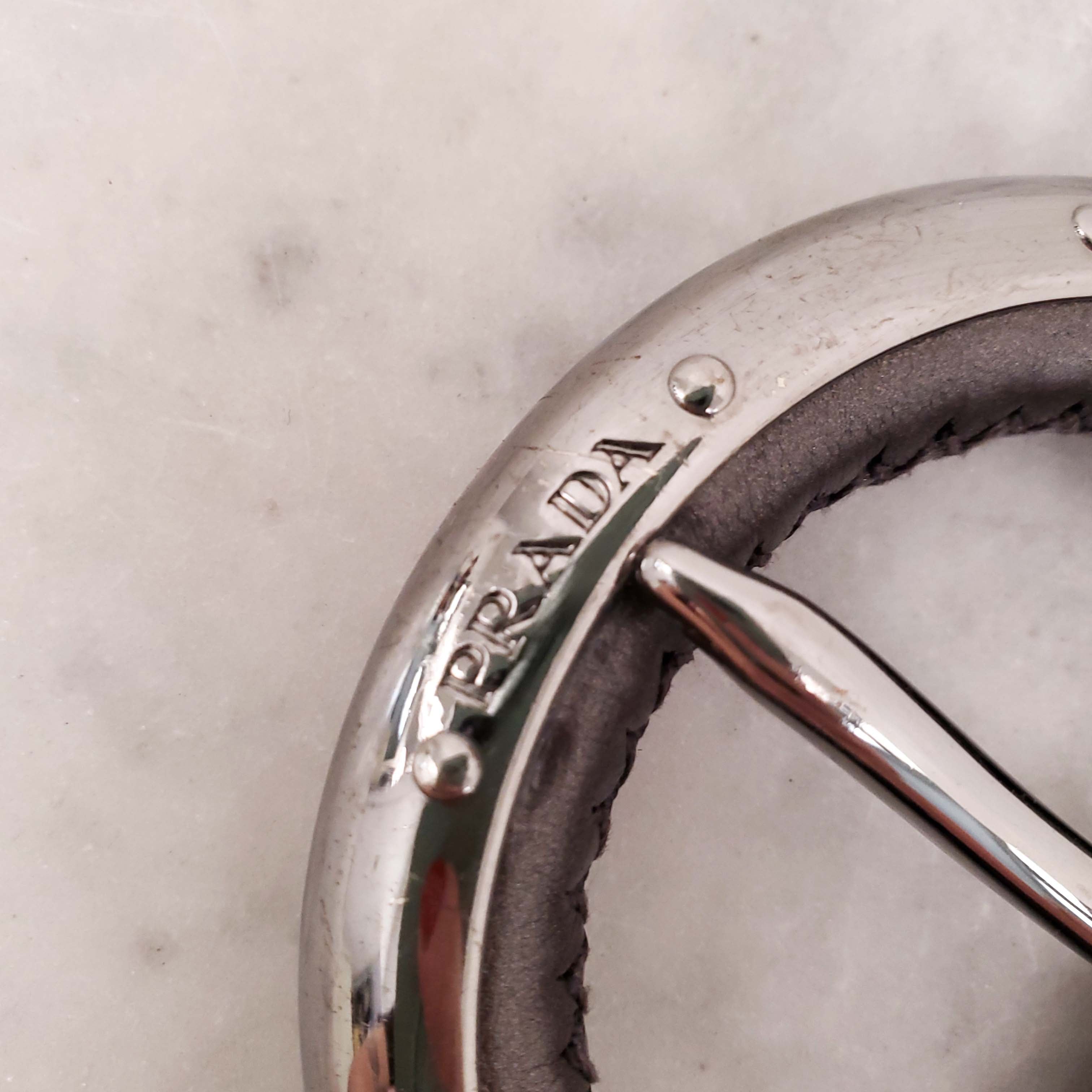 PRADA SILVER LEATHER BELT- SIZE 85