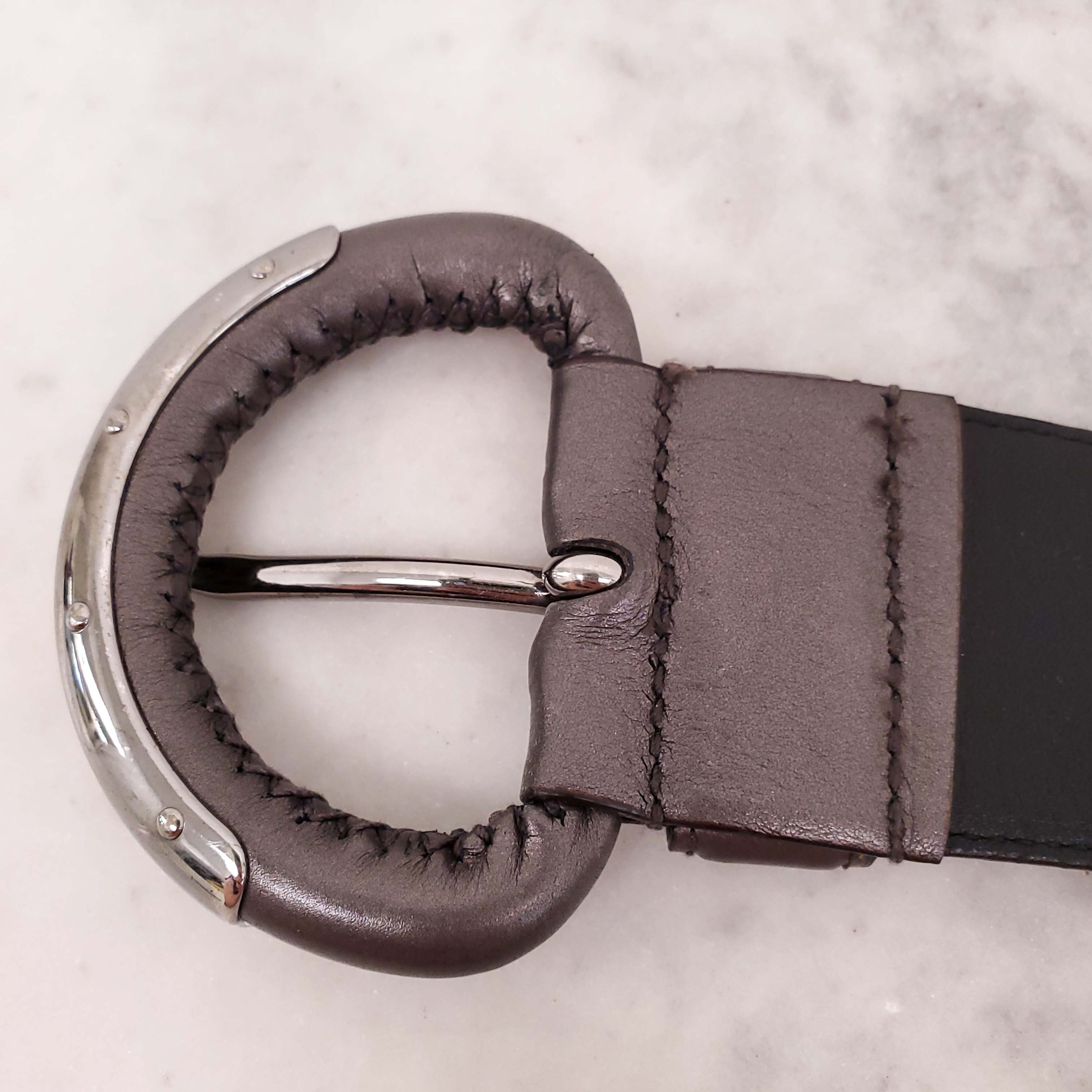 PRADA SILVER LEATHER BELT- SIZE 85