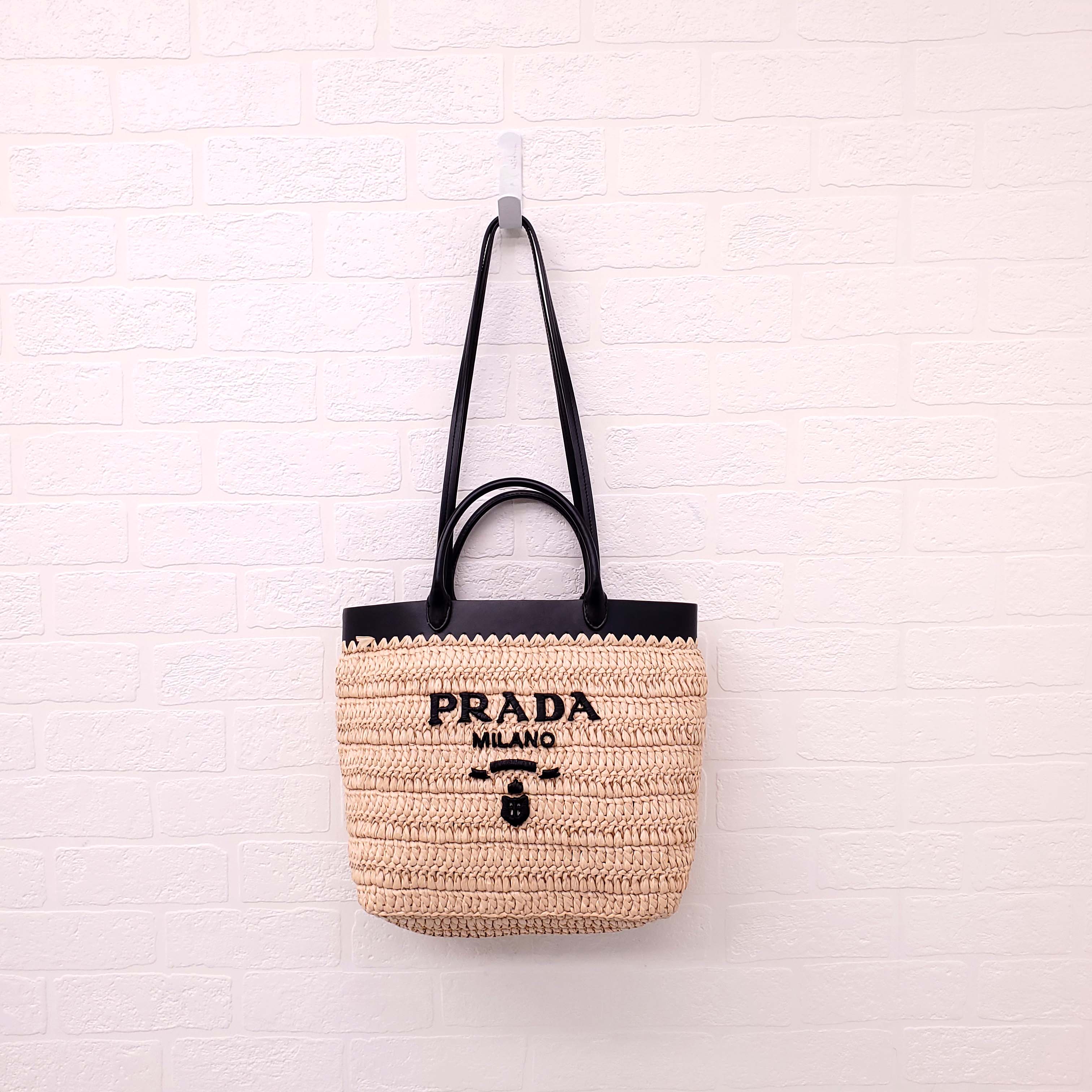 PRADA SMALL CROCHET RAFFIA BAG