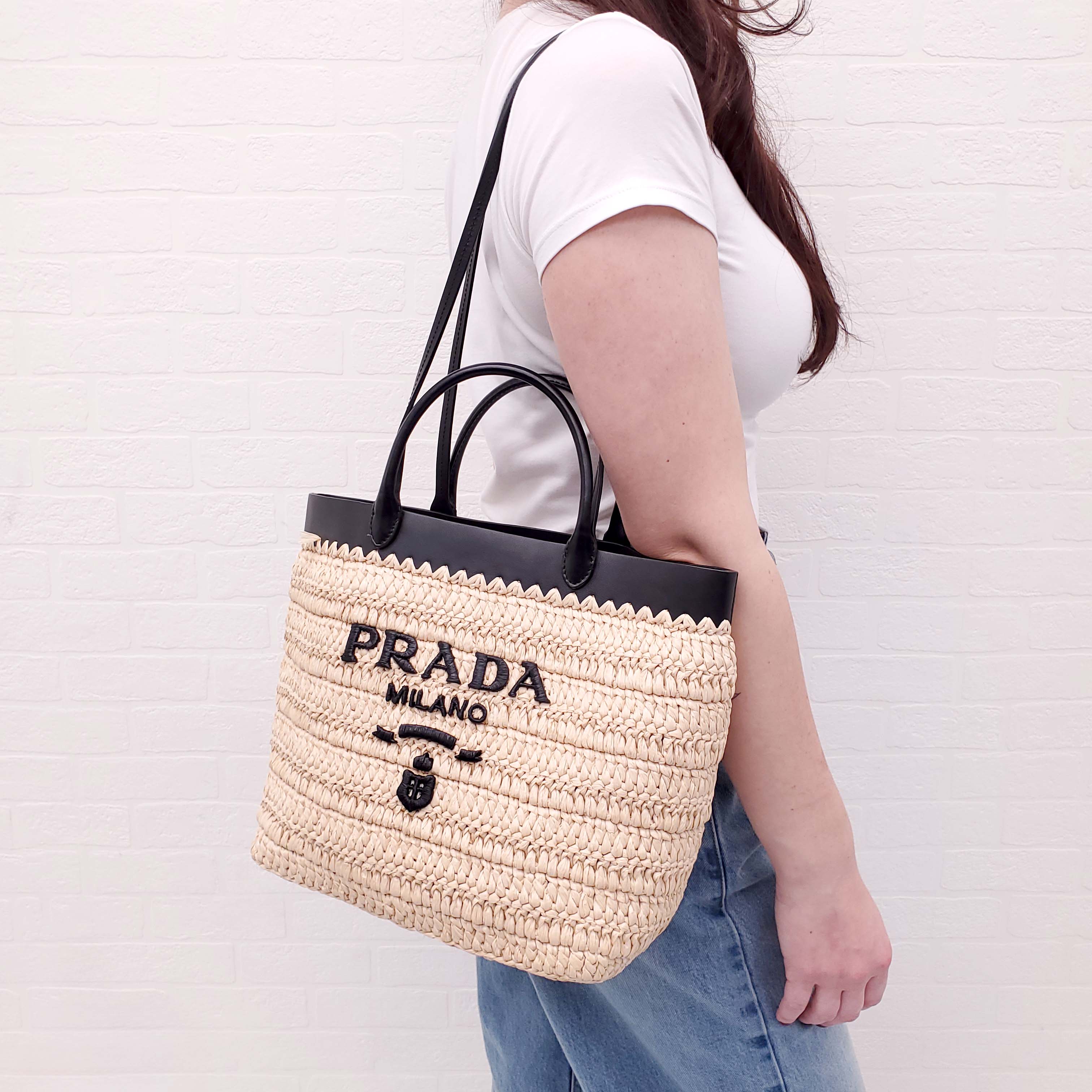 PRADA SMALL CROCHET RAFFIA BAG