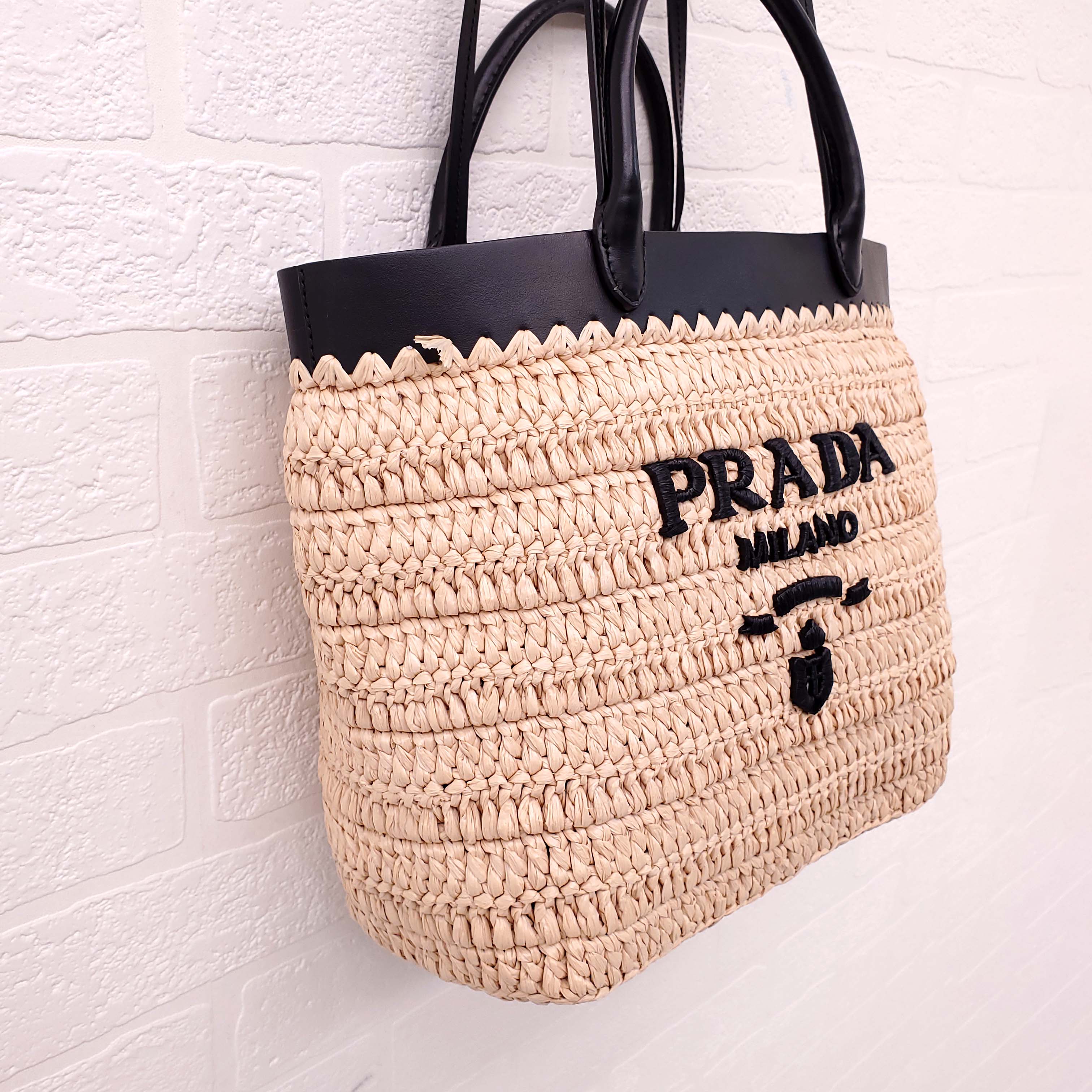 PRADA SMALL CROCHET RAFFIA BAG