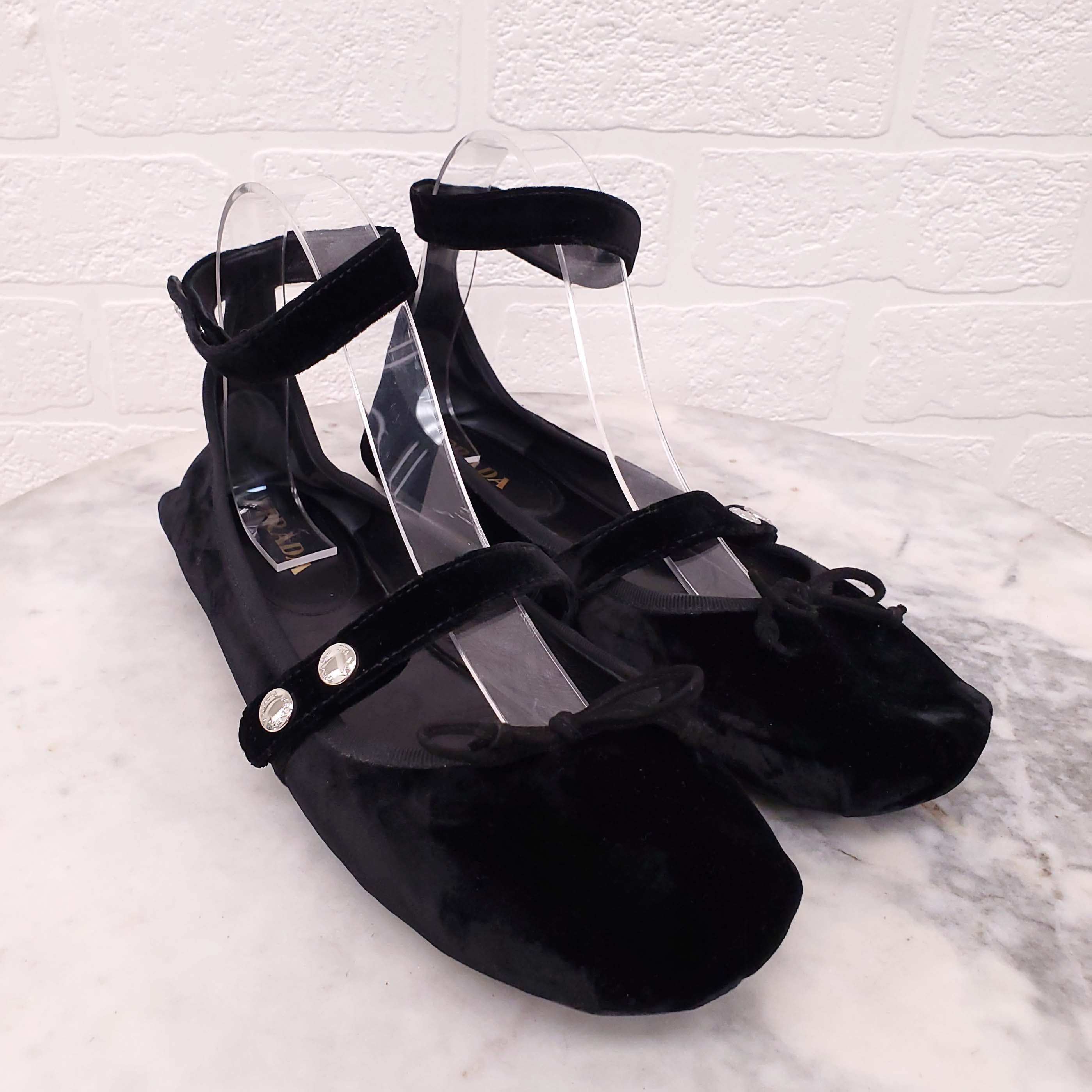 PRADA VELVET FLATS - SIZE 40