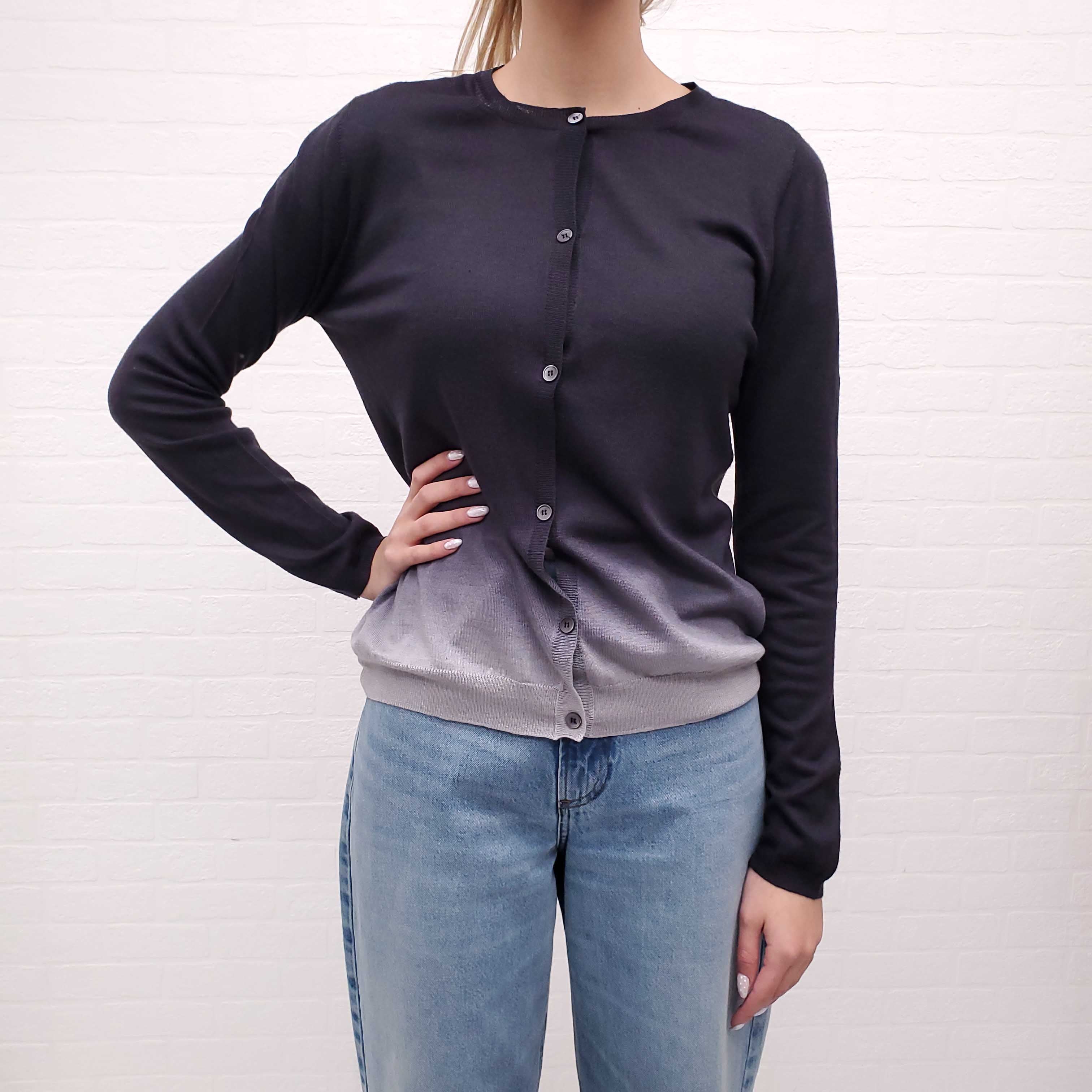 PRADA WOOL AND SILK OMBRE CARDIGAN - SIZE 46