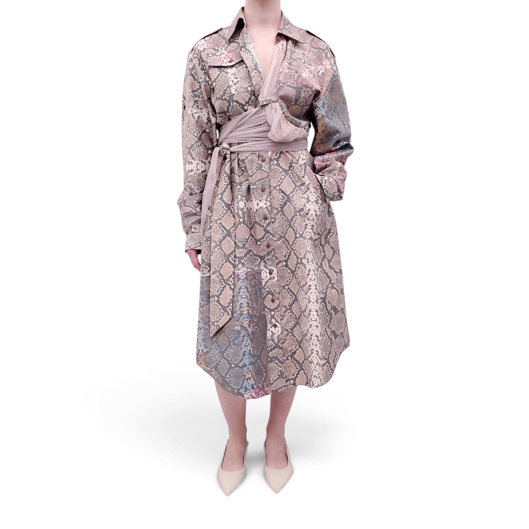 PREEN BY THORNTON BREGAZZI SNAKEPRINT DRESS - SIZE M
