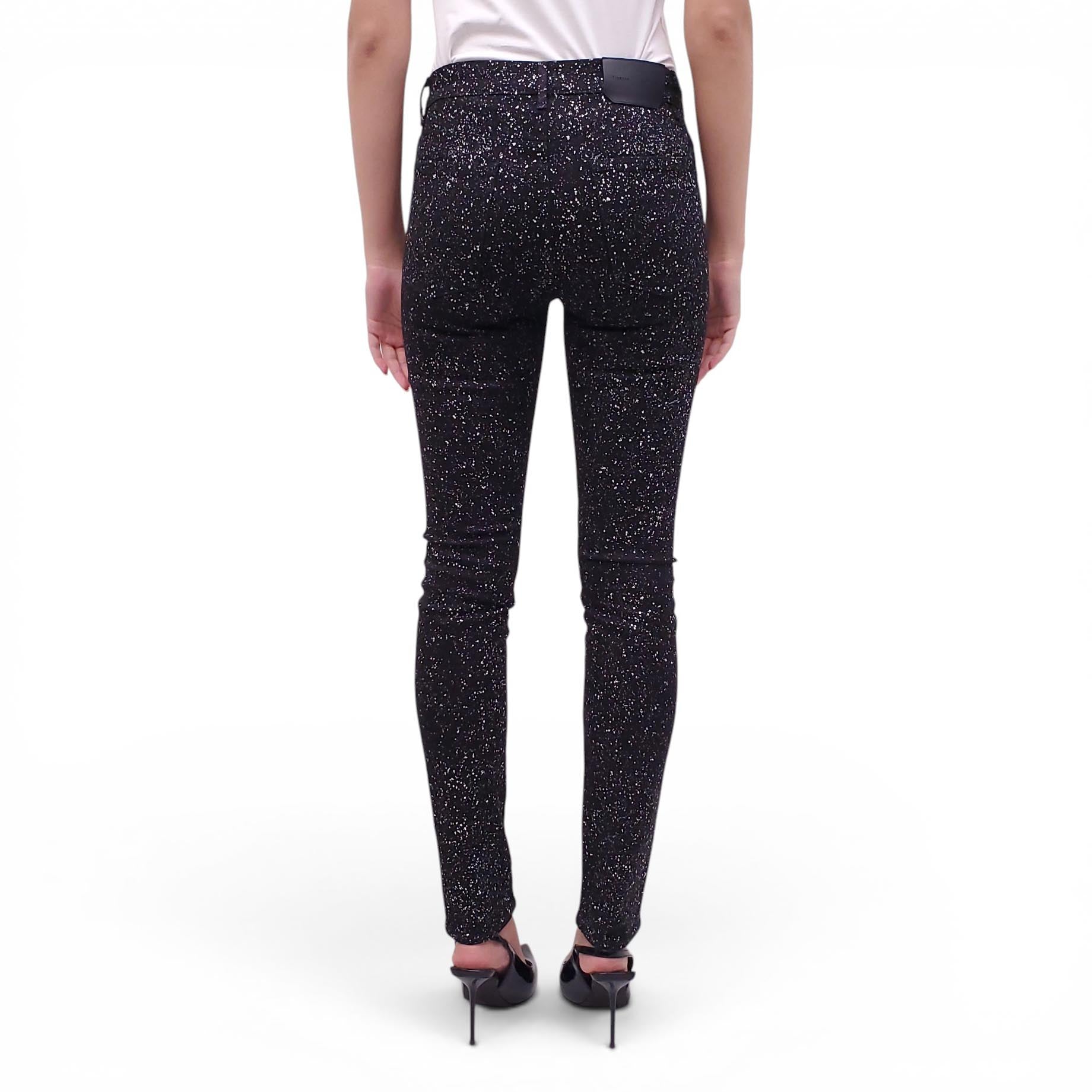 PROENZA SCHOULER BLACK AND WHITE SPECKLED JEANS - SIZE 26