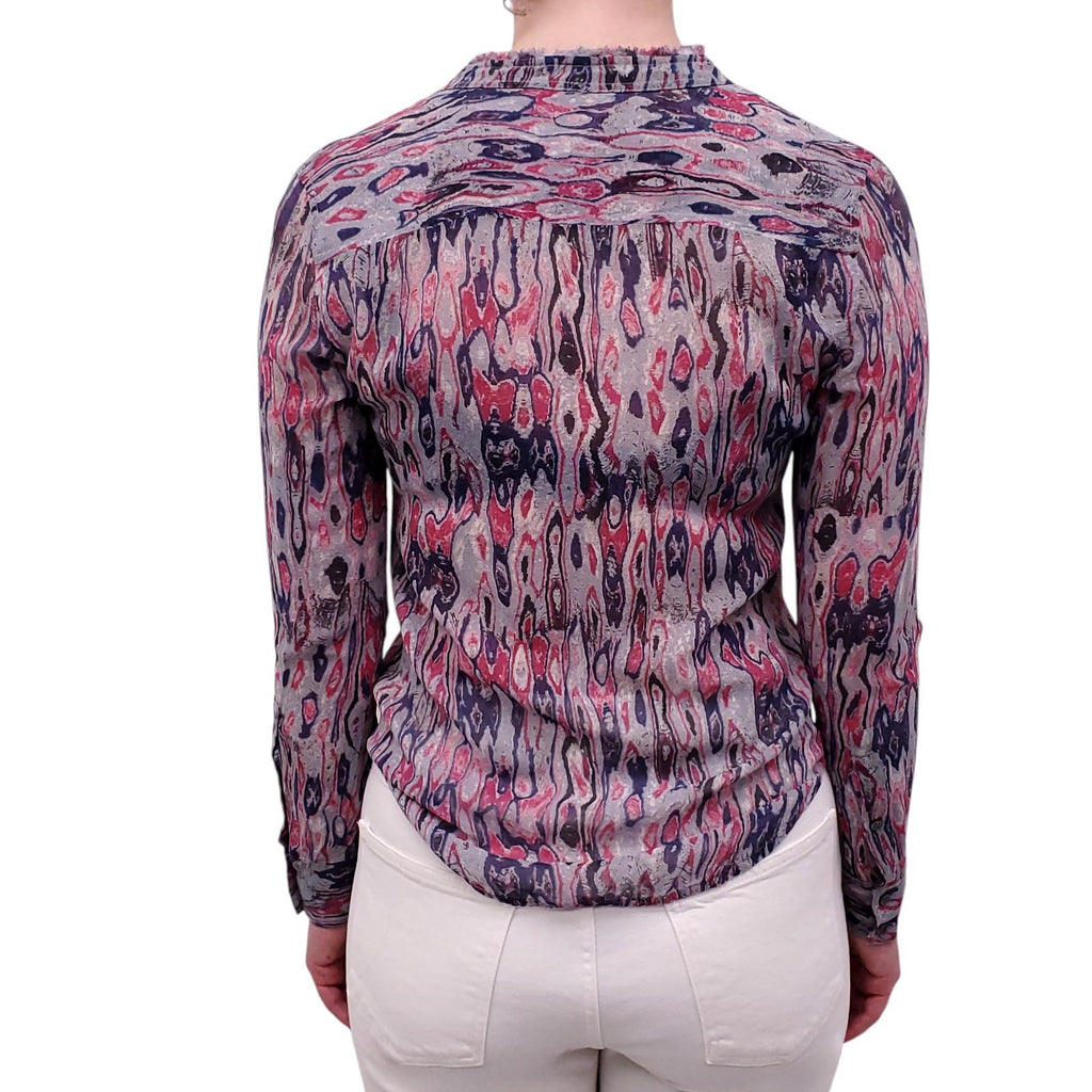 PUROTATTO PURPLE PATTERNED BLOUSE - SIZE L