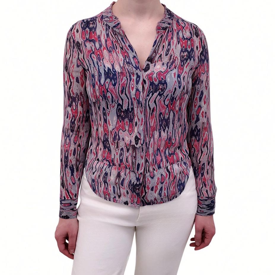 PUROTATTO PURPLE PATTERNED BLOUSE - SIZE L