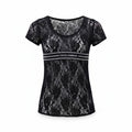 DOLCE & GABBANA BLACK LACE TOP WITH LOGO DETAIL - SIZE 42