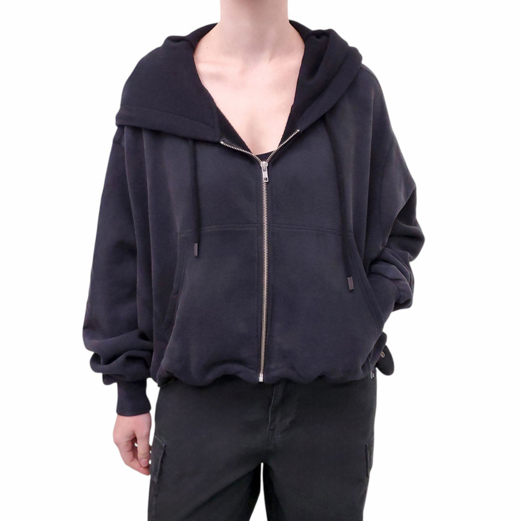 R13 BLACK BUBBLE CROPPED SWEATSHIRT - SIZE XS