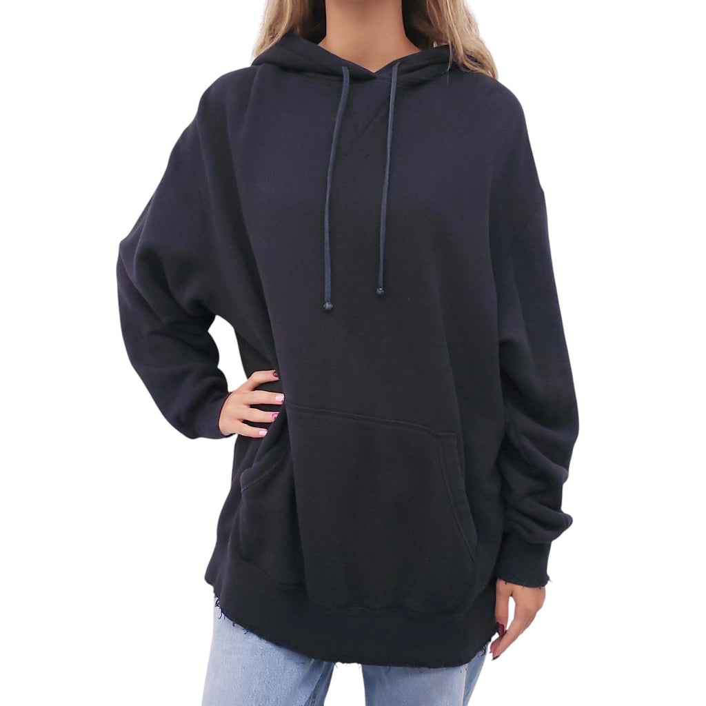 R13 BLACK OVERSIZED DISTRESSED SWEATSHIRT - SIZE S
