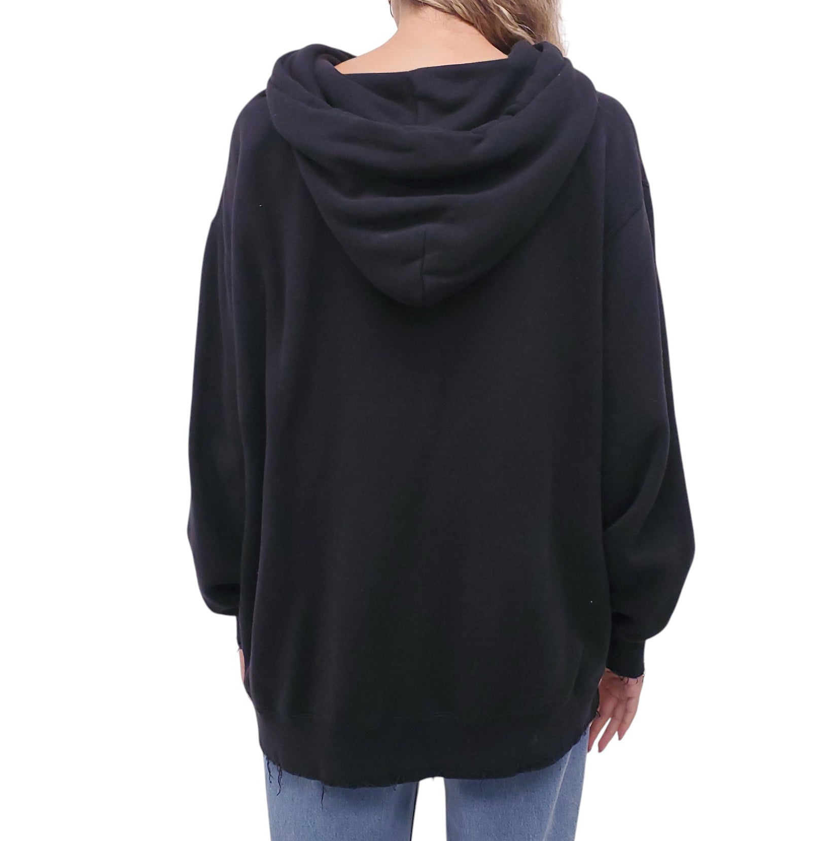 R13 BLACK OVERSIZED DISTRESSED SWEATSHIRT - SIZE S