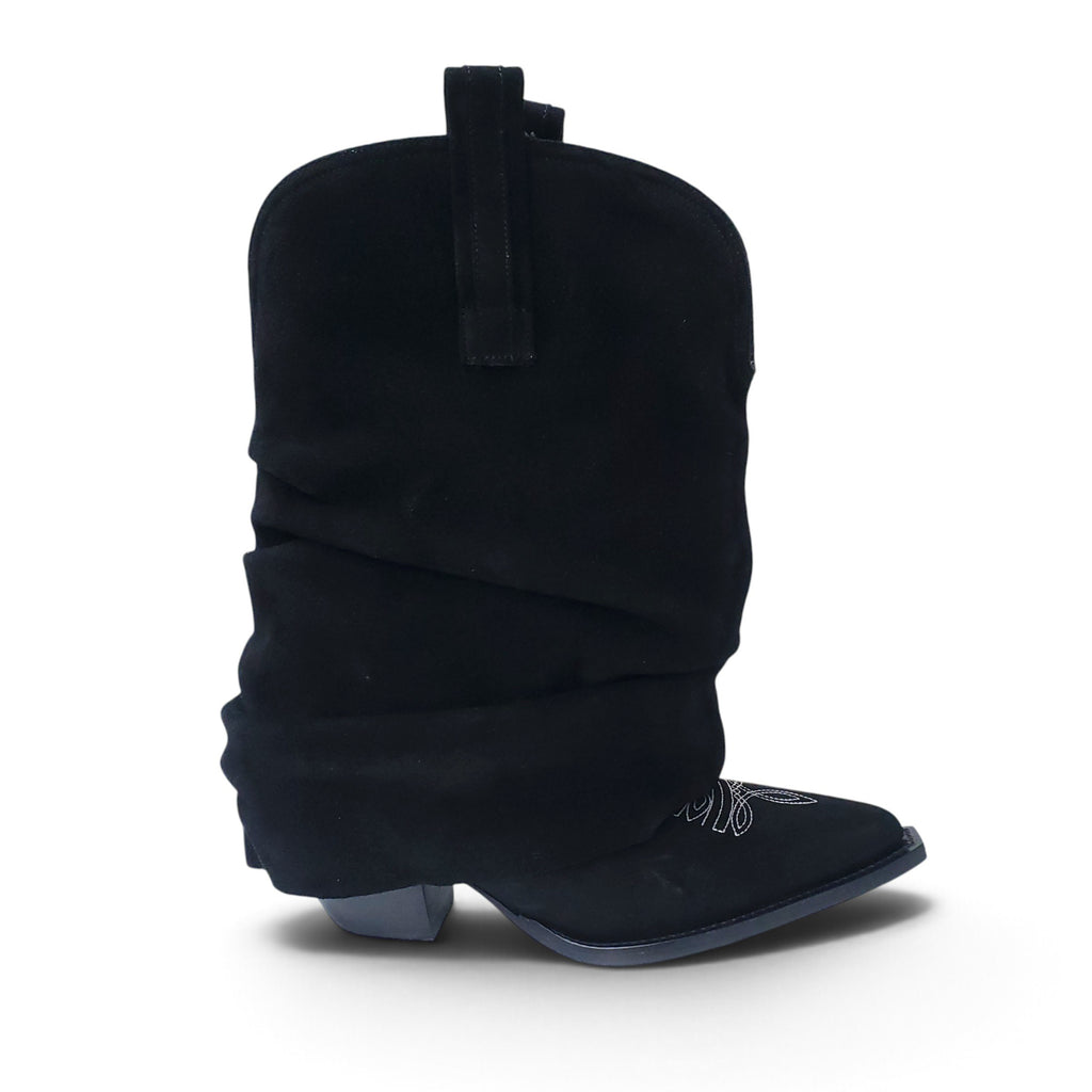 R13 CHUNKY COWBOY BOOTS IN BLACK - SIZE 37