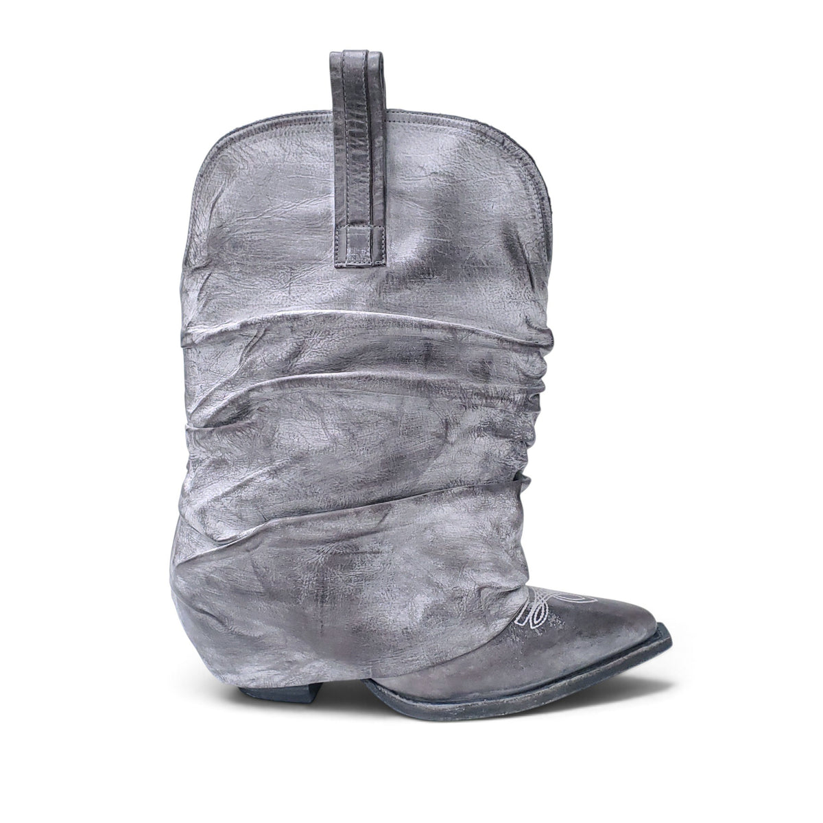 R13 CHUNKY COWBOY BOOTS IN DISTRESSED GREY - SIZE 37