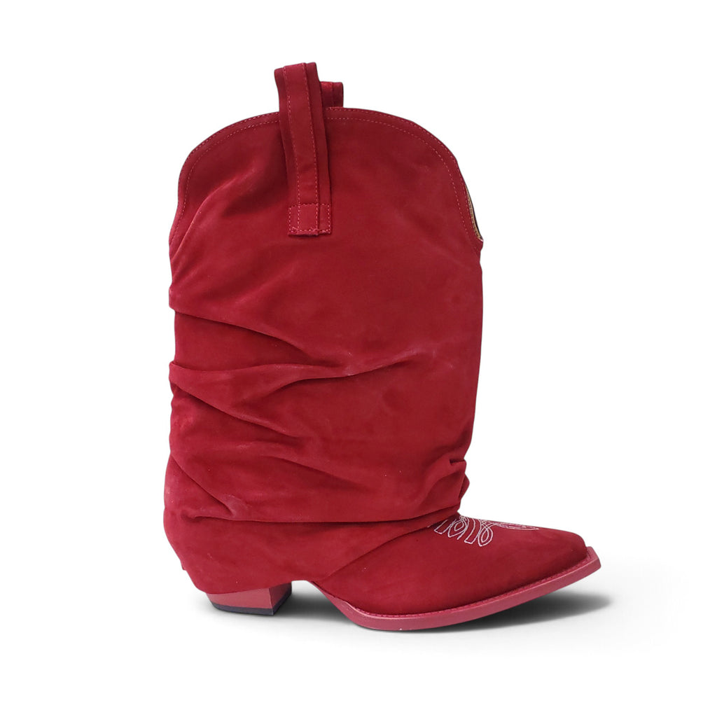 R13 CHUNKY COWBOY BOOTS IN RED - SIZE 38