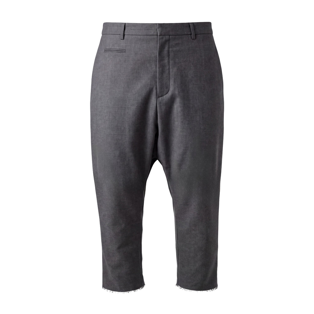R13 DROPPED DARK GREY CROTCH TROUSERS WITH UNDONE HEM - SIZE 31