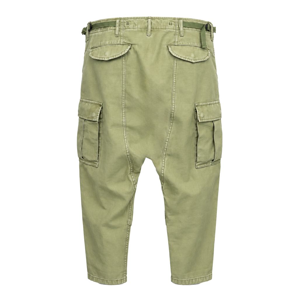 R13 GREEN DROPPED CROTCH CARGO PANTS - SIZE 29