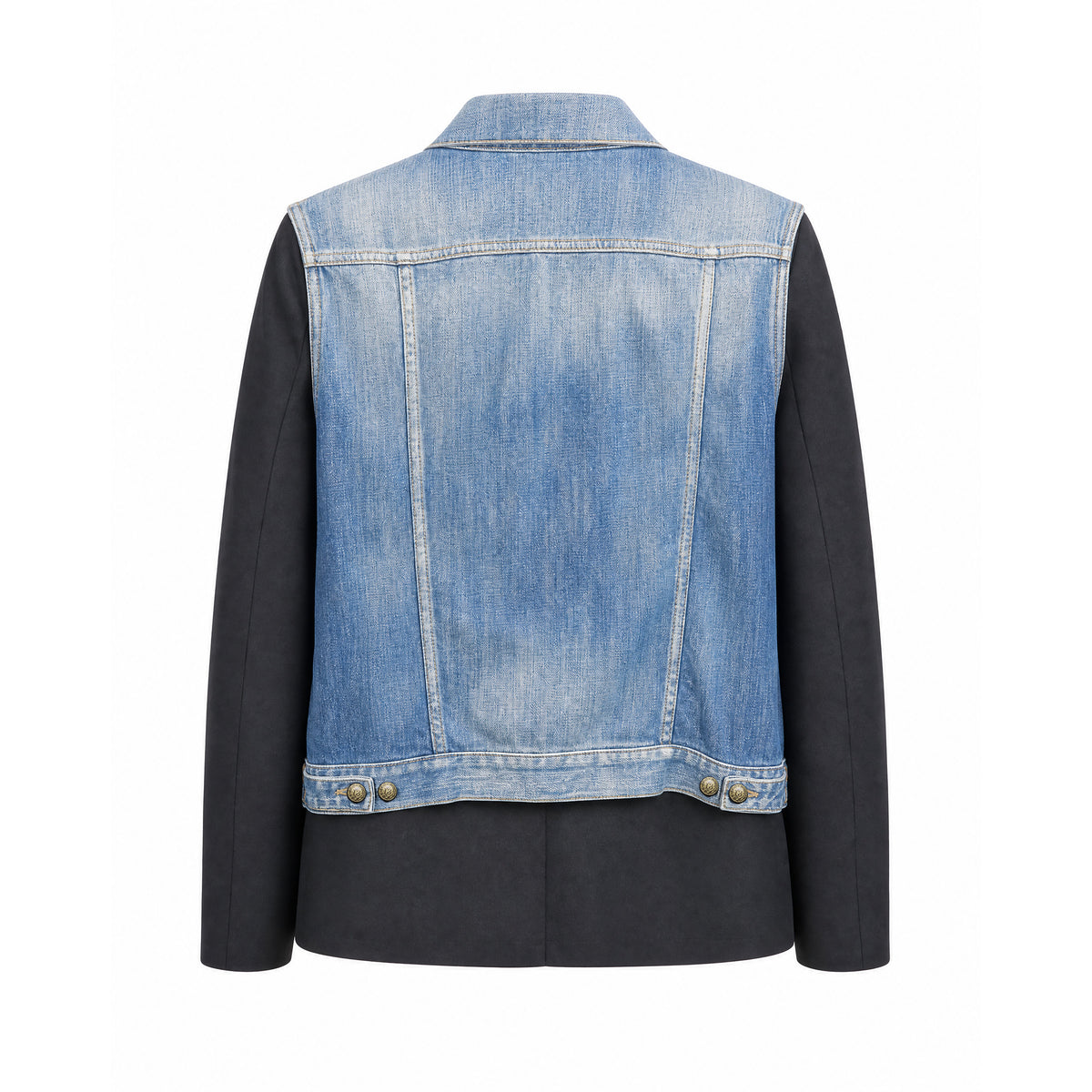 R13 LAYRED BLACK BLAZER WITH DENIM VEST INSERT - SIZE S