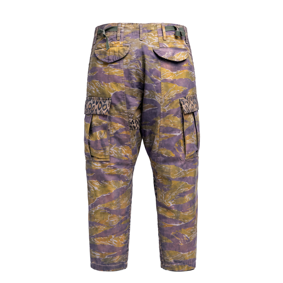 R13 LEOPARD AND CAMO DROPPED CROTCH CARGO PANTS - SIZE 26