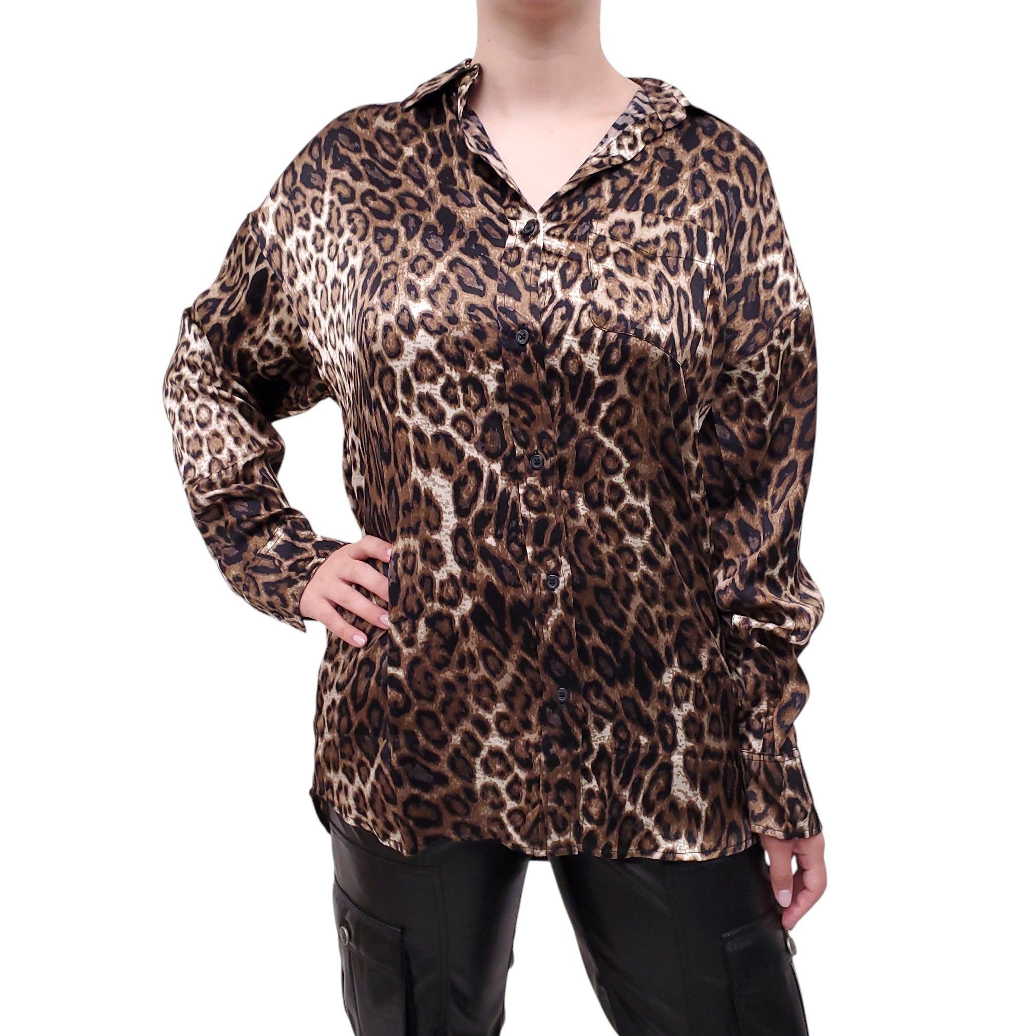 R13 LEOPARD SILK BLOUSE - SIZE M
