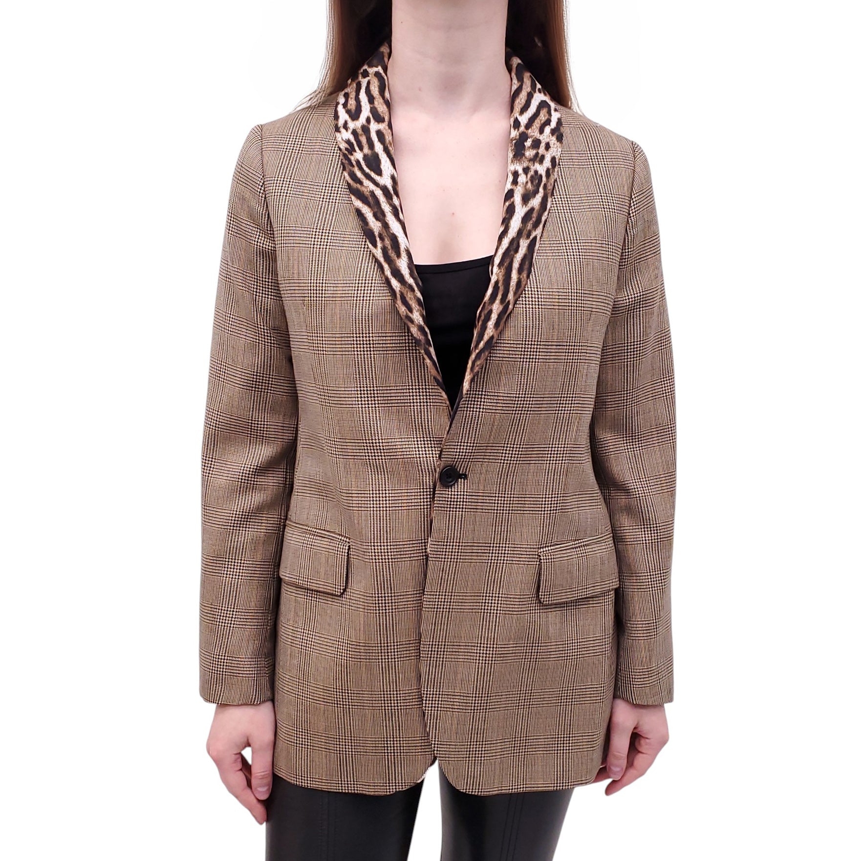 R13 PLAID AND LEOPARD BLAZER - SIZE L