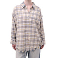 R13 PLAID FRINGE OVERSIZED BLOUSE - SIZE XS