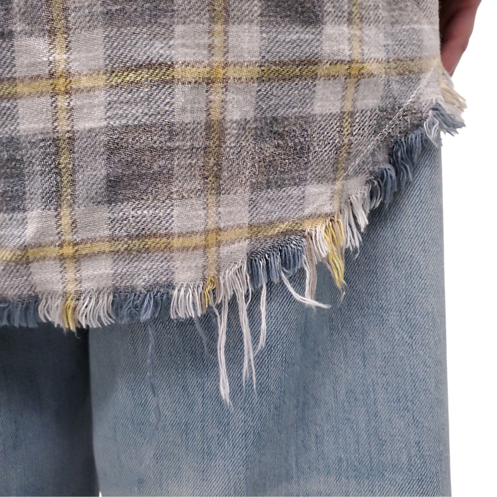R13 PLAID FRINGE OVERSIZED BLOUSE - SIZE XS