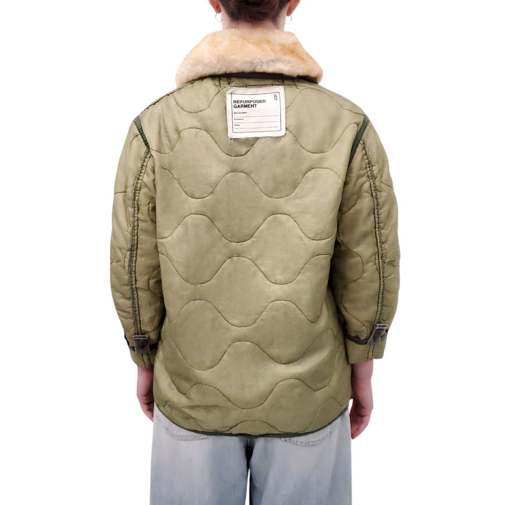 R13 REFURBISHED JACKET WITH SHEARLING AND VENTED UNDERARMS - SIZE S