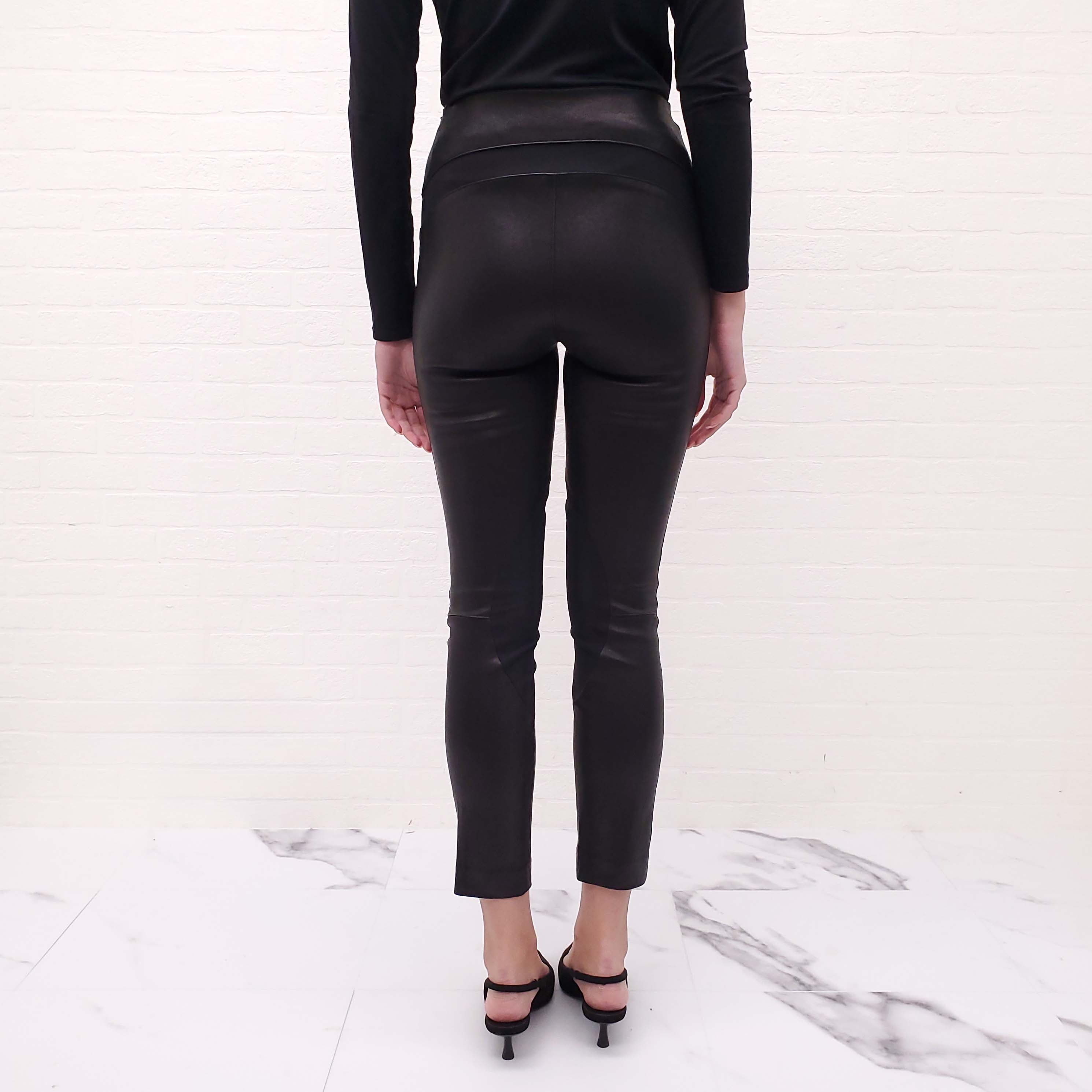 RAG & BONE LEATHER LEGGINGS WITH ZIPPER DETAIL - SIZE 2
