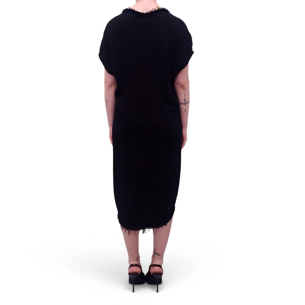 RAQUEL ALLEGRA BLACK SHIFT DRESS WITH FRINGE - SIZE 1 (S)