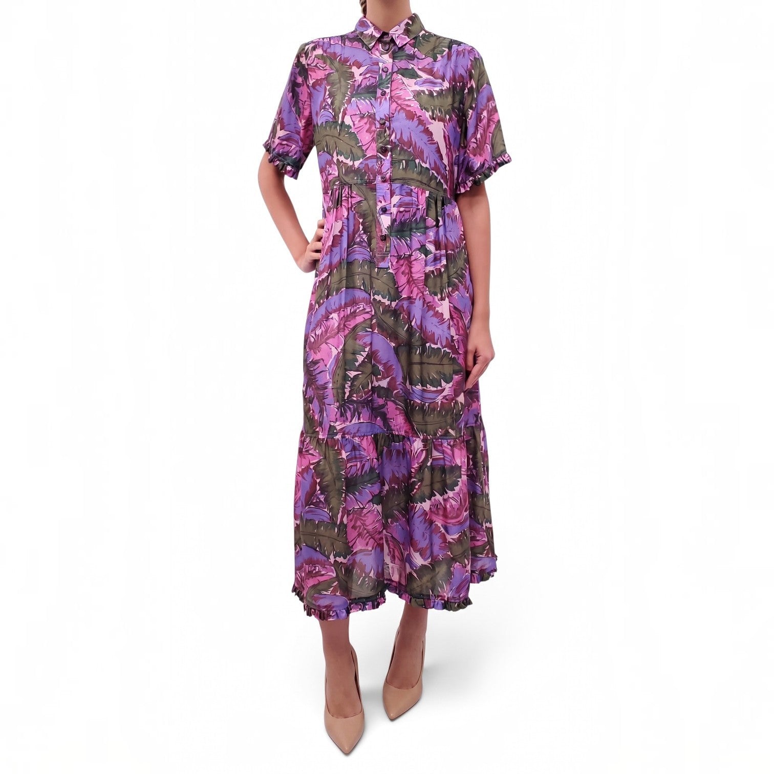 RAQUEL ALLEGRA SILK PATTERNED DRESS - SIZE 1 (S)