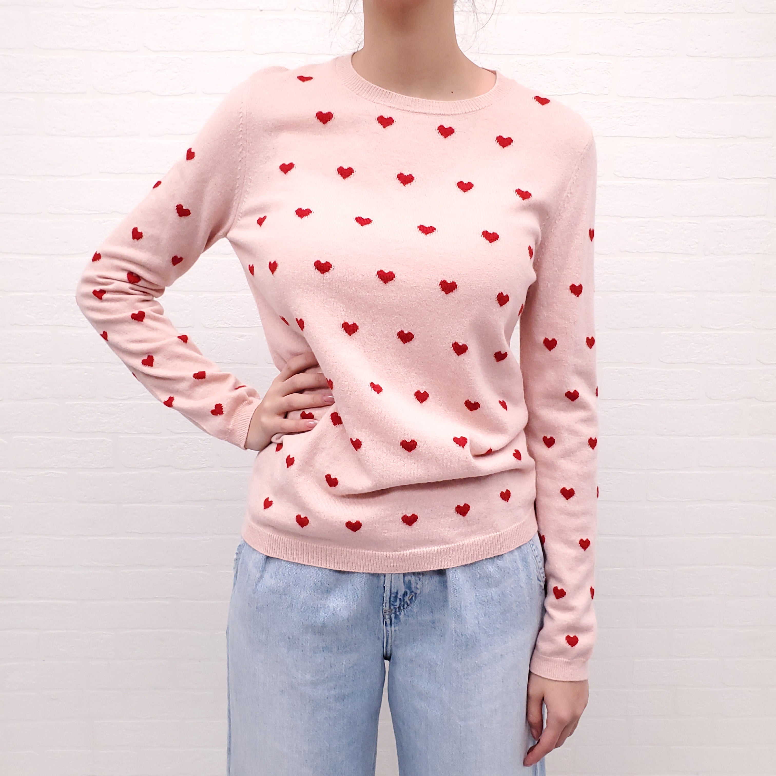 RED VALENTINO PINK HEART SWEATER - SIZE M