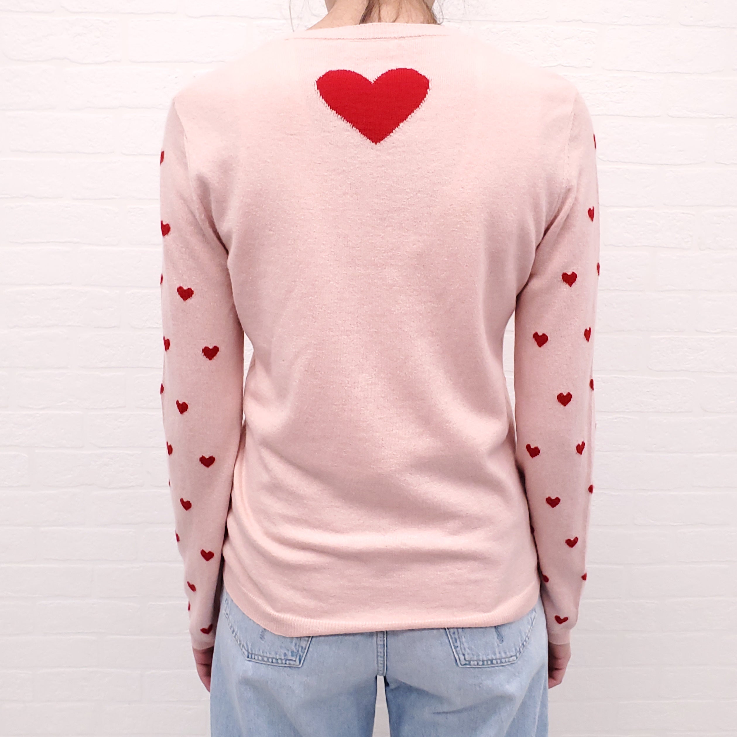 RED VALENTINO PINK HEART SWEATER - SIZE M