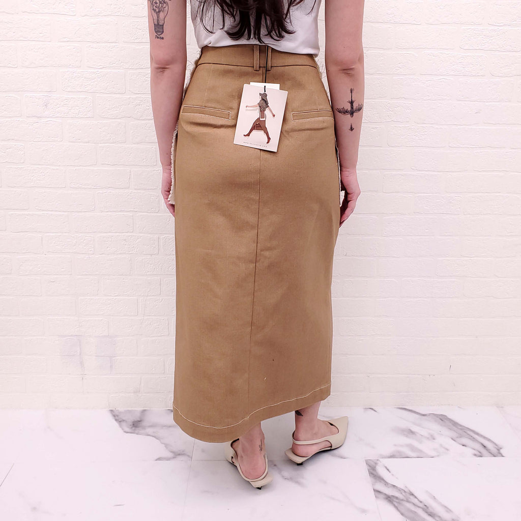 REJINA PYO COTTON CAMEL 'ELLIE' SKIRT - SIZE 42