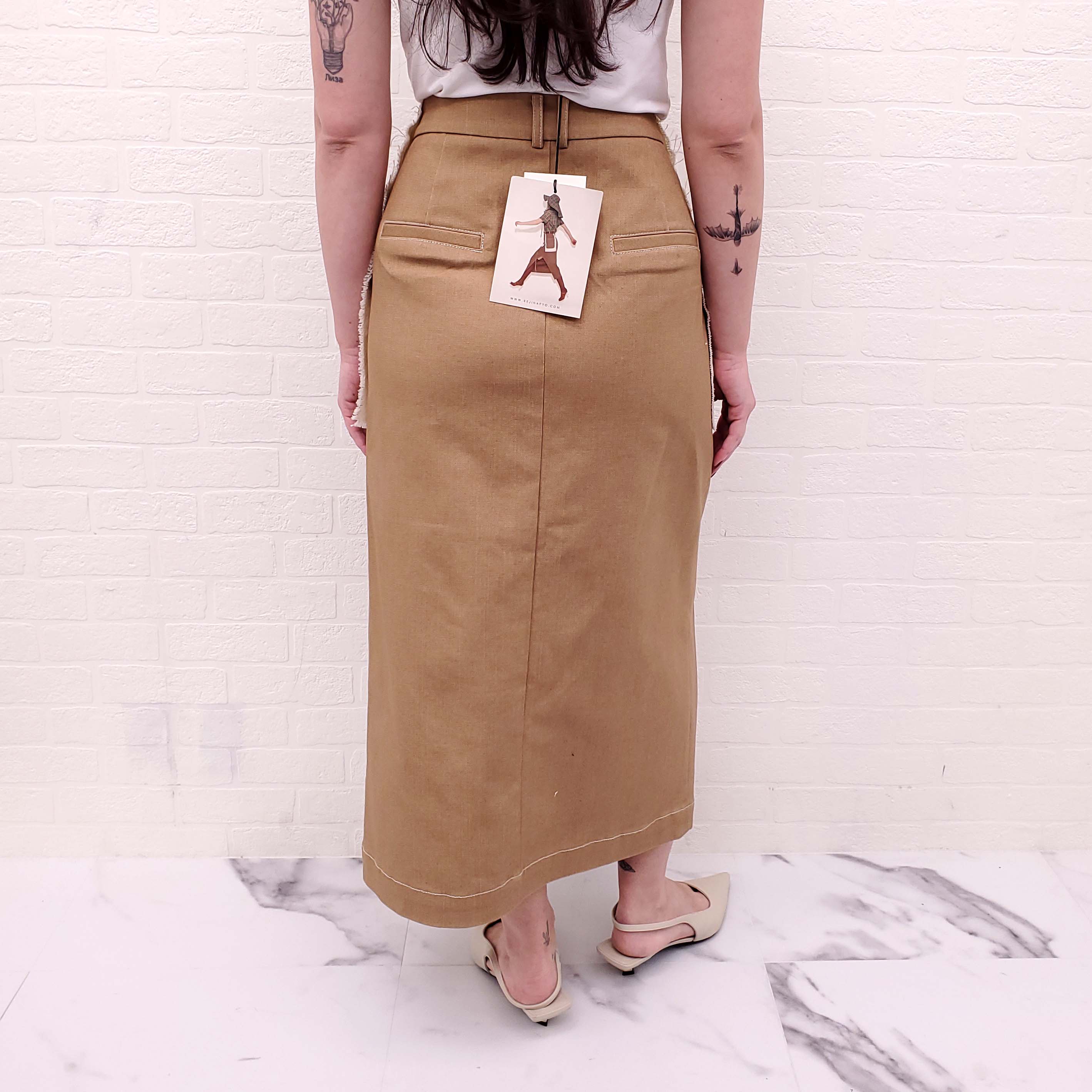 REJINA PYO COTTON CAMEL 'ELLIE' SKIRT - SIZE 42
