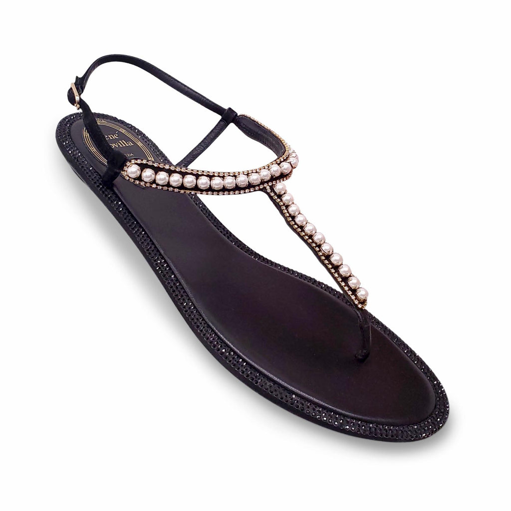 RENE CAOVILLA CRYSTAL AND PEARL SANDALS - SIZE 39.5