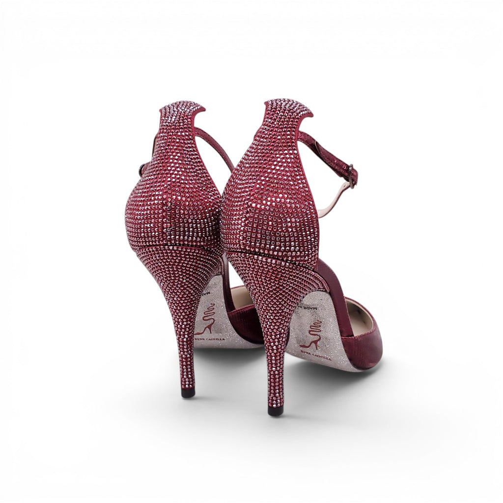 RENE CAOVILLA RED SNAKESKIN CRYSTAL HEELS - SIZE 37