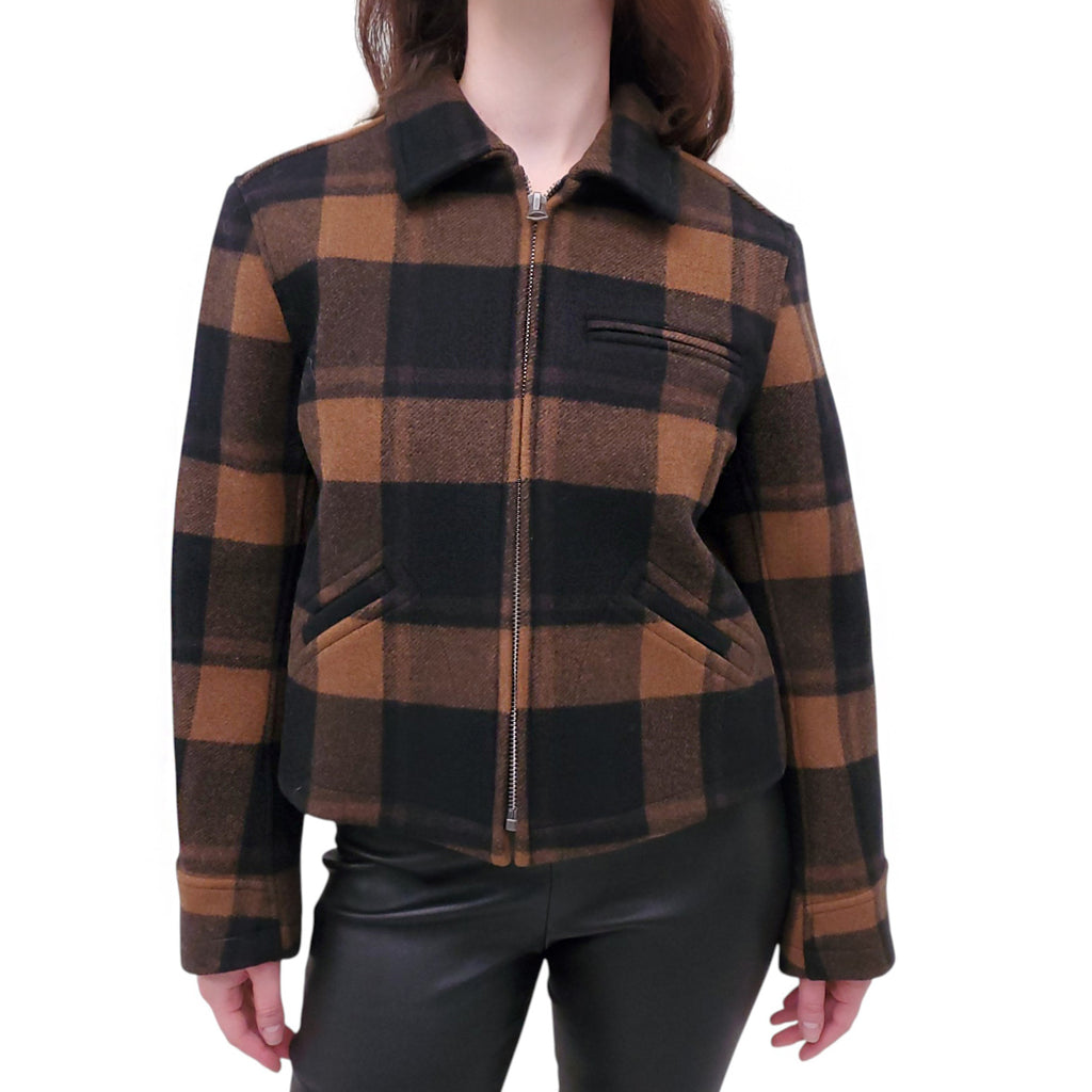 RE/DONE 40S CHECKED WOOL BLEND FELT JACKET - SIZE M