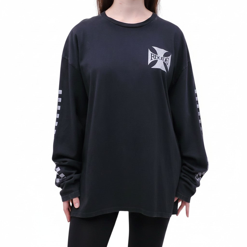 RHUDE BLACK LOGO LONG SLEEVE T-SHIRT - SIZE S