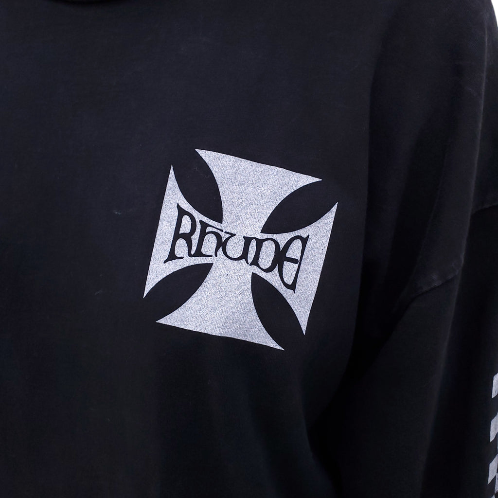 RHUDE BLACK LOGO LONG SLEEVE T-SHIRT - SIZE S