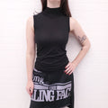 RICK OWENS BLACK SLEEVELESS 'LILIES' TURTLENECK TOP - SIZE 12