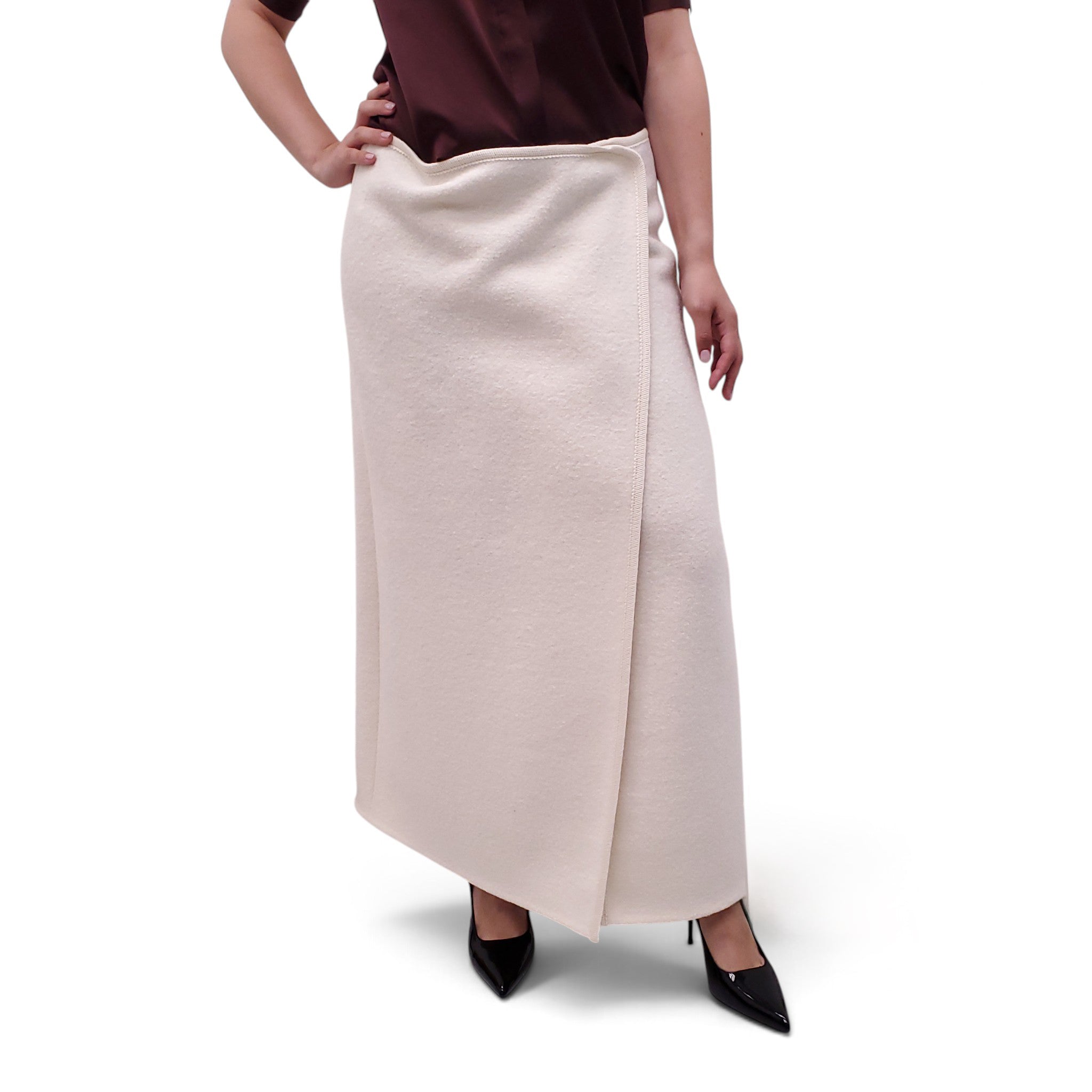 RIER CREAM FELTED WALKER SKIRT - SIZE L