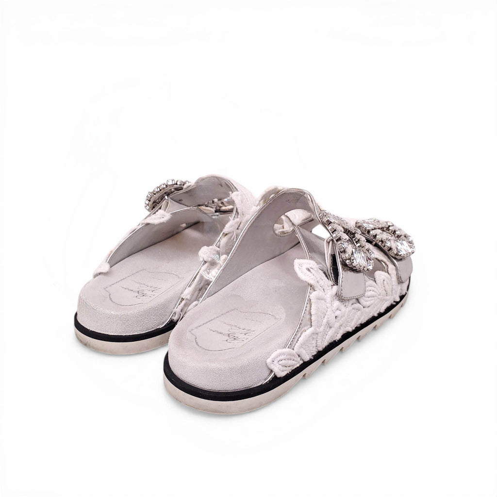 ROGER VIVIER LACE SANDALS WITH CRYSTAL DETAILS - SIZE 36